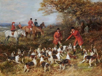 Clásico Painting - Cazadores y perros de caza Heywood Hardy
